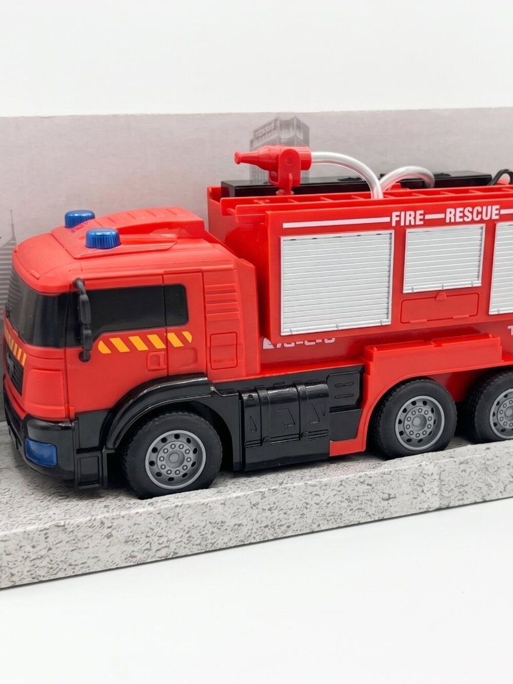 Fire Rescue Water Spray Truck Toy T-180 Emergency Vehicle with Top Water Cannon